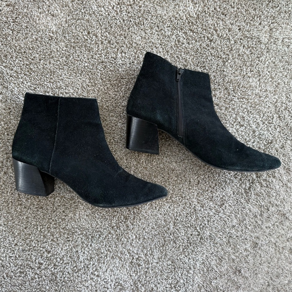 Kenzie 100% Genuine Suede Leather Black Ankle Boots Sz 9.5